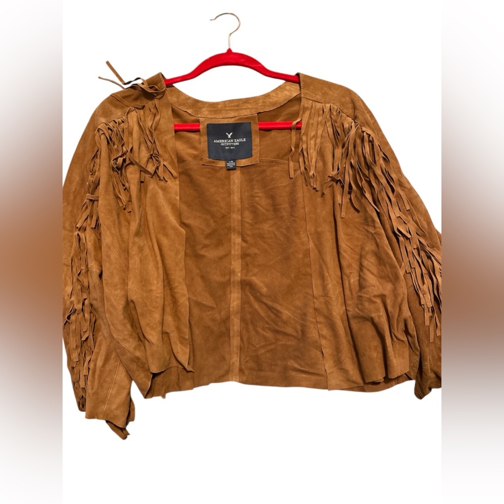 American eagle fringe suede coat